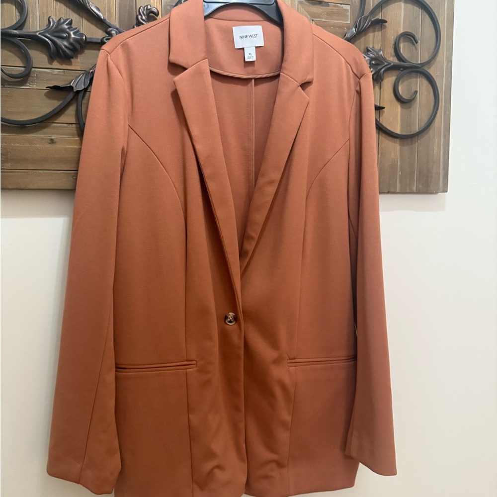 Nine West Rust Orange Single-Button Blazer